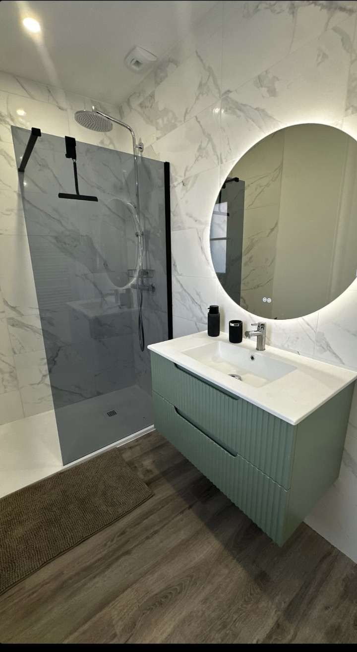 Miroir LED 50 x 50 cm, rond, anti-buée, dimmable, 3 couleurs, éclairage avant et arrière, CRI 90+, miroir mural en verre trempé HD IP44, bouton tactile, horizontal/vertical.